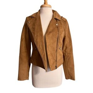 a.n.a Camel Faux Suede Moto Jacket size Medium